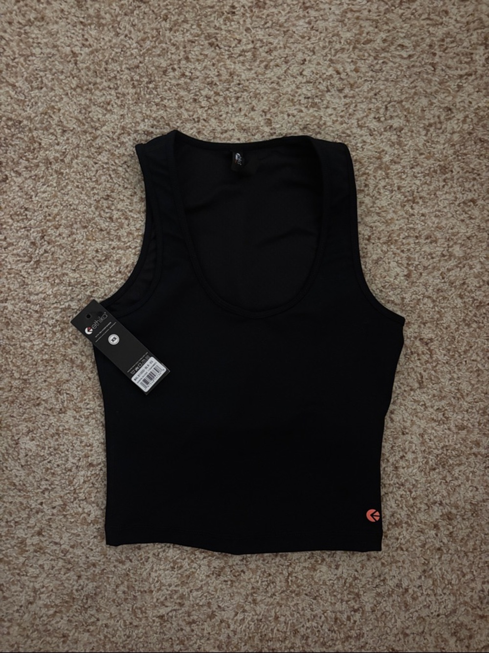 ethika Black Sleeveless Crop Tank Top